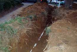Open trench sewer line replacement